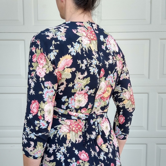 1990's does 1940's VINTAGE FLORAL DRESS xs s - Picture 10 of 12